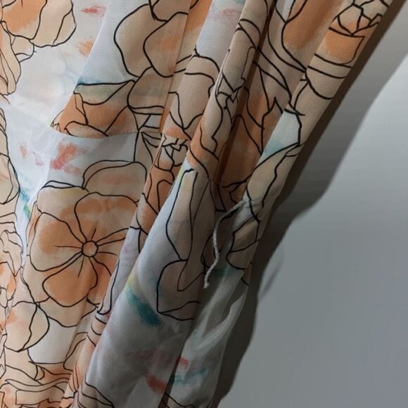 DYVNA Chacha Silk Midi Dress Peach Floral Overlay Braided Strap NWT Size 8 - Picture 15 of 17